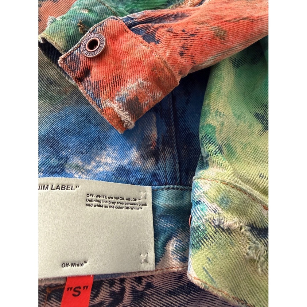 Off-White 2019 Multi-Color Tie-Dye Denim Jacket Virgil Abloh Mens XL - Picture 12 of 16